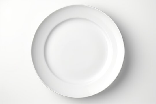A white plate with a fork and knife, perfect for restaurant menus or food blogs