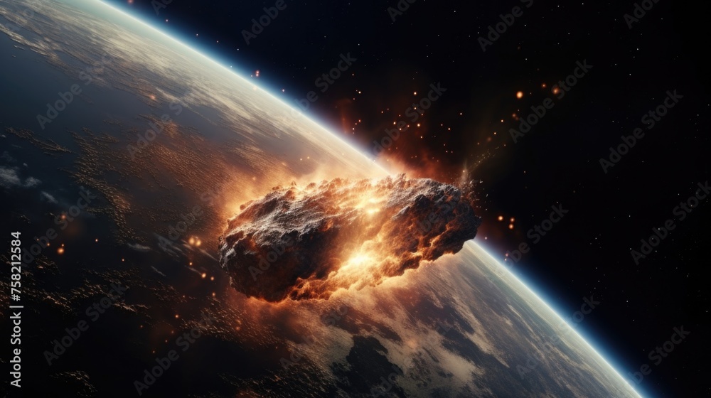 Aufkleber A dynamic image of an object exploding in space. Perfect for science fiction or futuristic concepts