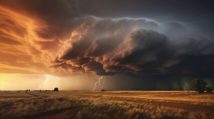 Storm cloud sky and lightning