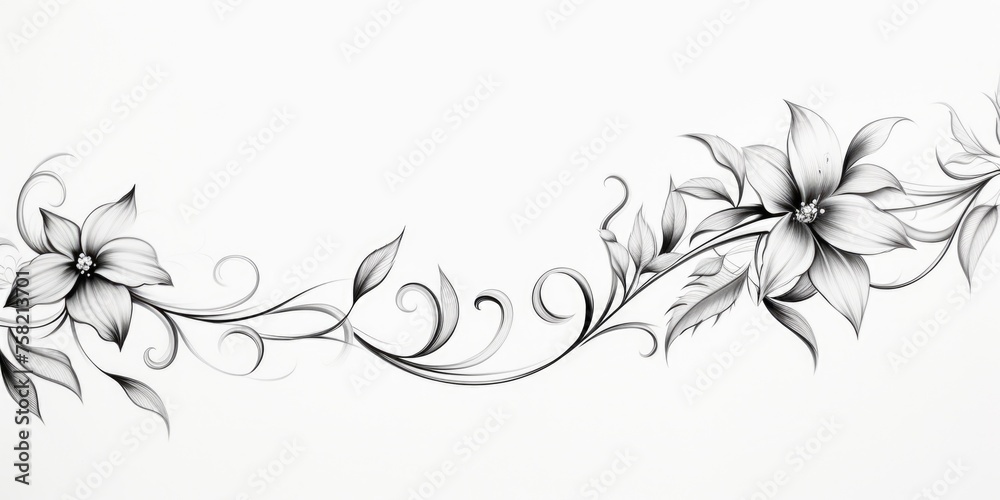 Poster simple black and white flower illustration. suitable for various design projects