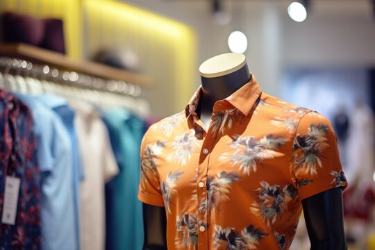 A mannequin wearing a shirt with a flower pattern. Suitable for fashion or retail concepts