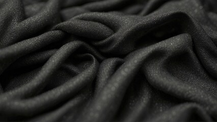 Close-up polyester fabric texture of black silk
