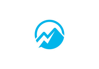 simple blue mountain logo design symbol icon 