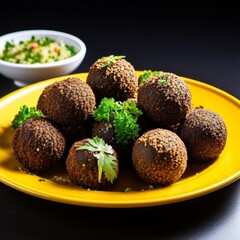 Falafel on a yellow plate