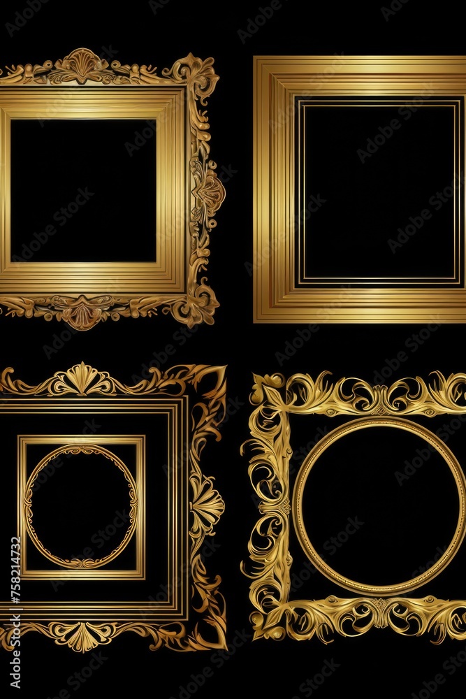 Aufkleber elegant golden frames on a sleek black background. perfect for adding a touch of luxury to any desig