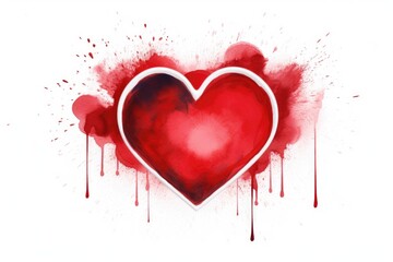 A red heart with blood splattered around it, suitable for medical or horror themes