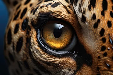 Fotobehang A detailed close-up of a leopard's eye, suitable for various wildlife or animal-themed projects © Fotograf