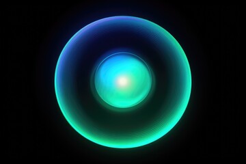 Abstract blue and green circular object on a black background, suitable for modern design projects