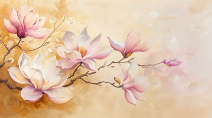 Fototapeta na wymiar Magnolia flowers painting