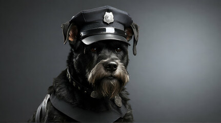  Mean looking giant Schnauzer working as a security off .Generative ai