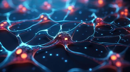 Detailed view of interconnected neurons. Ideal for medical and scientific projects - obrazy, fototapety, plakaty