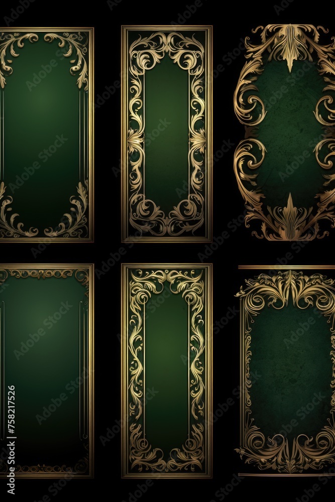 Aufkleber a set of four elegant green and gold picture frames. perfect for adding a touch of luxury to your ho