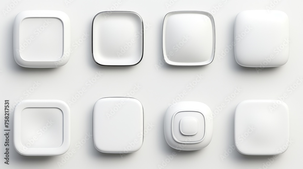 Aufkleber White square buttons on a surface, suitable for technology concepts