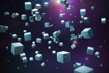 Fototapeta na wymiar Cubes Floating Around Background, created by ai generated