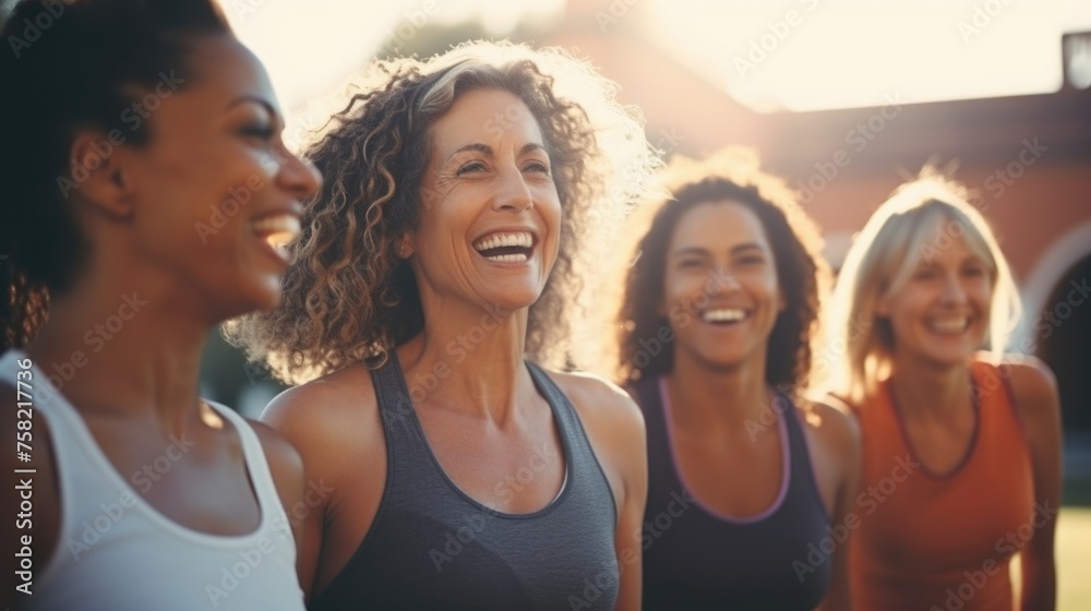 Poster A group of women standing next to each other. Ideal for diversity and unity concepts