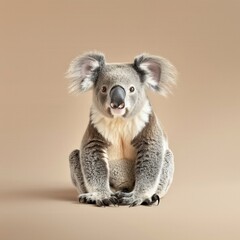 Koala Sitting on Beige Background