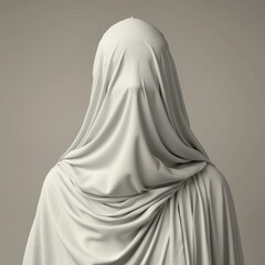 Woman in White Cloak With Hood On