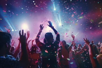 Fototapeta na wymiar A vibrant party scene with confetti falling, perfect for celebrations