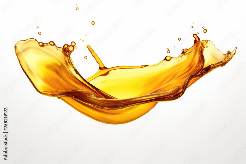 Poster Oil splash on white background, suitable for cooking or food industry concepts