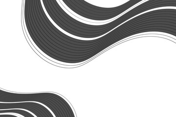 Minimalistic abstract background with waves, curve pattern, 3d effect, lines. Dynamic vector. White, gray and black colors.