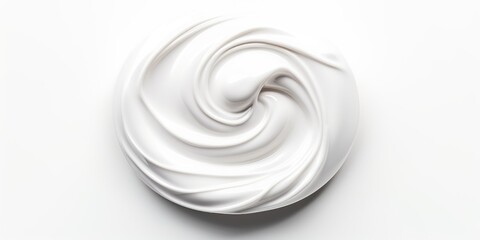 A swirl of whipped cream on a white surface. Perfect for food and dessert concepts