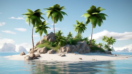 Picturesque palm island, cut out, 8K resolution.

 - obrazy, fototapety, plakaty