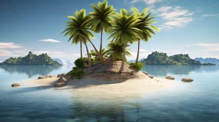 Picturesque palm island, cut out, 8K resolution.

