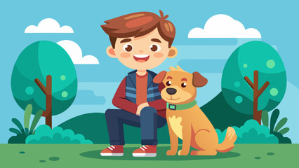 Obraz na płótnie Canvas Boy and dog vector illustration
