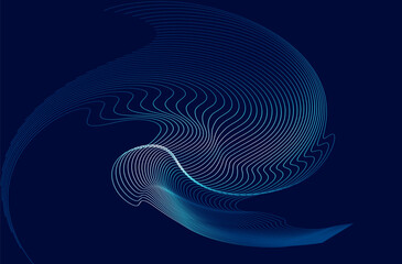Abstract background. Figure made of blue curved lines on a dark blue background