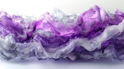  a close up of a purple and white object with water droplets on the bottom of the image and on the bottom of the image.