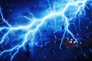 A close up of a lightning bolt in the sky, perfect for weather-related designs - obrazy, fototapety, plakaty