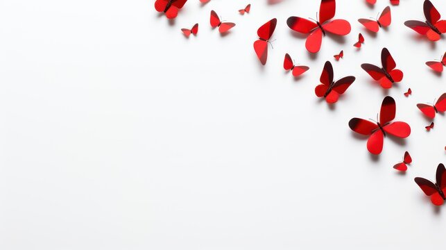 Red butterflies on a white background.