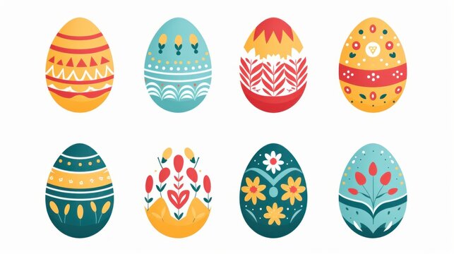 colorful easter eggs on white background