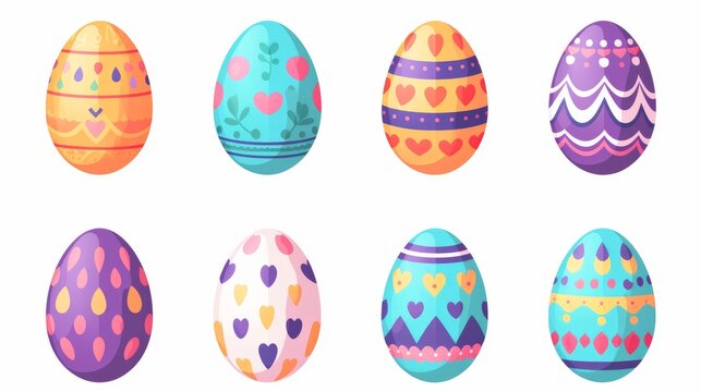 easter colorful eggs banner on white background