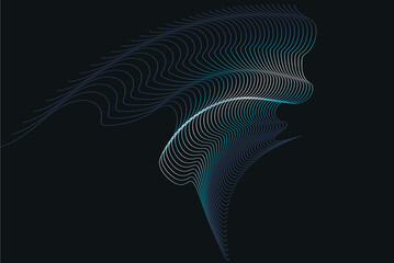 Abstract background. Figure made of blue curved lines on a black background