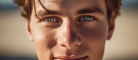 Intense Gaze: Detailed Close-Up of a Person with Striking Blue Eye for Eye Care Ads