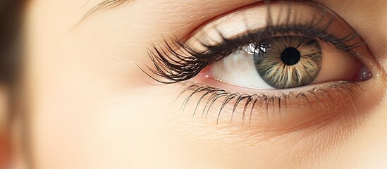 Intriguing Close-Up of a Woman's Striking Eye with Dark Long Eyelashes - obrazy, fototapety, plakaty