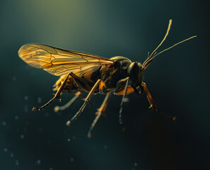 winged bug jumping through the air - obrazy, fototapety, plakaty