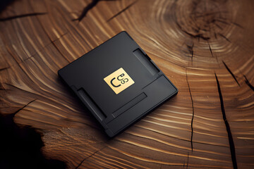 Technology meets Nature: Compact Flash Card on Wooden Background - The Essential Storage Device for Professional Photography