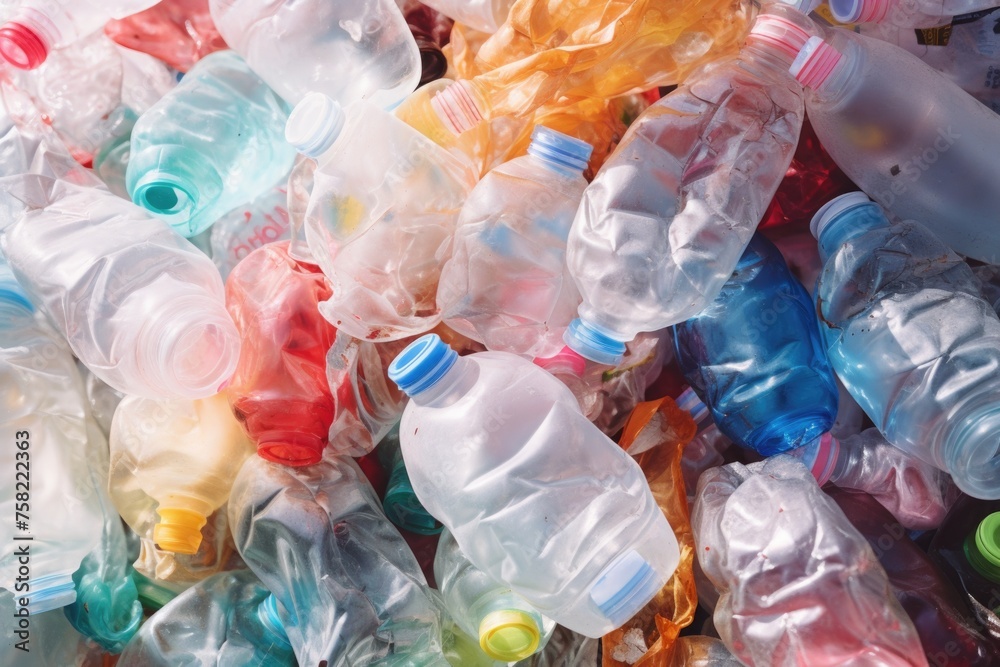 Poster a pile of empty plastic bottles. great for environmental concepts