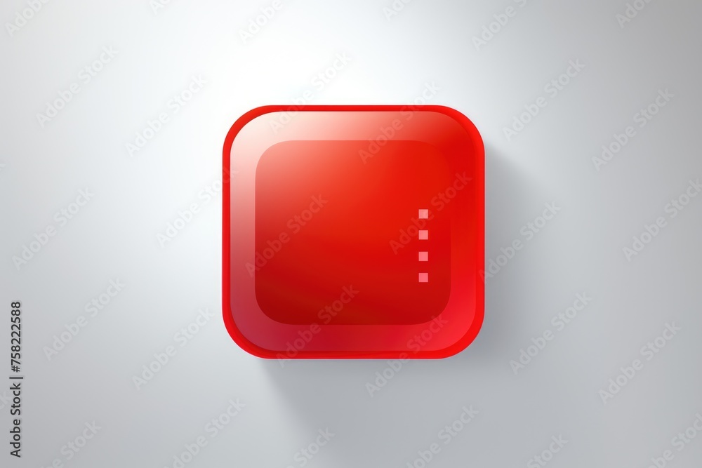 Leinwandbilder Simple red square button with shadow on gray backdrop, suitable for web design projects