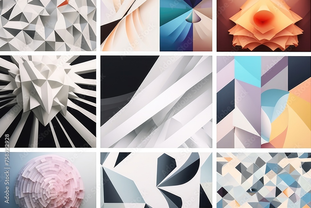 Poster a collage of photos featuring different shapes and sizes. perfect for creative projects and designs