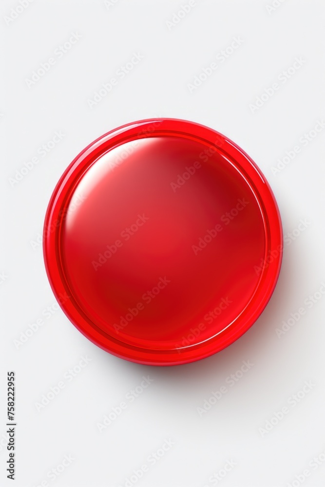 Poster A red object placed on a white surface. Suitable for various uses