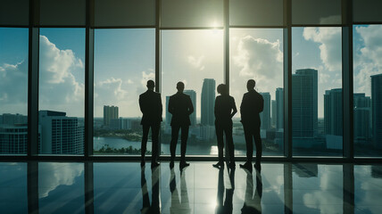 Fototapeta na wymiar silhouette of business people in office