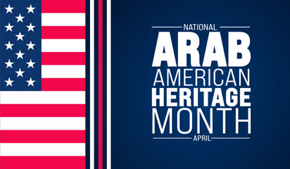 April is Arab American Heritage Month background template. Holiday concept. use to background, banner, placard, card, and poster design template with text inscription and standard color. vector - obrazy, fototapety, plakaty