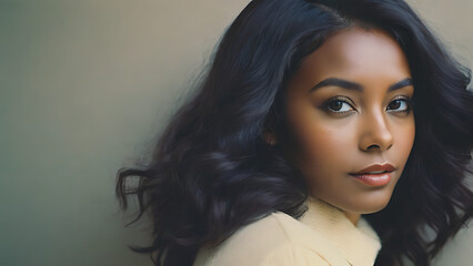 Naklejka premium portrait of a dark-skinned beautiful girl. vintage