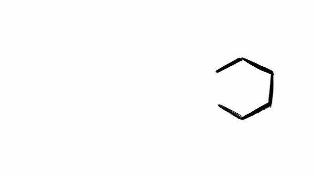 Hand drawn chemical formula and molecular structure of ambroxol in stop motion set. Isolated set of drug molecule chain used in medicine for treatment of respiratory diseases with excessive mucus