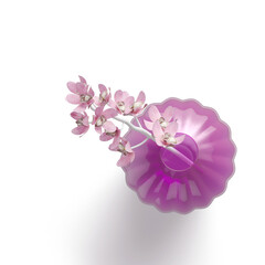 Top up view realistic orchids isolated on plain background , useful for element designs.