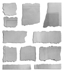 Eleven pieces of torn paper on white background  - 758224947