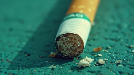  a close up of a cigarette on the ground with a cigarette lighter in the middle of the picture and a cigarette in the middle of the picture. - obrazy, fototapety, plakaty